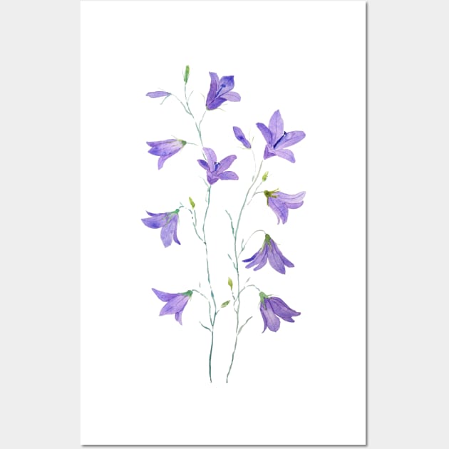 purple harebell wildflower watercolor Wall Art by colorandcolor